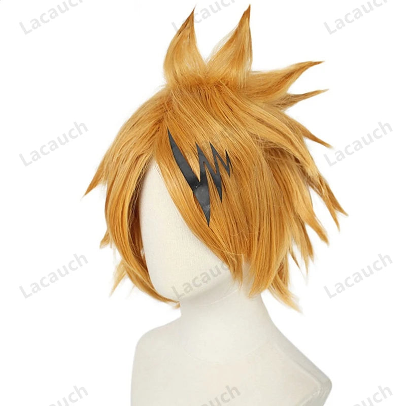 My Hero Academia Kaminari Denki Cosplay Short Wigs Hairpin Black Uniform Suit