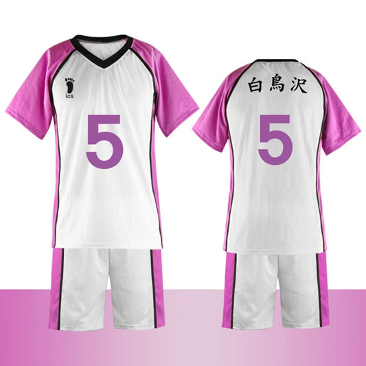 Haikyuu Shiratorizawa High School Volleyball Club White Jersey Version Uniform - Satoru Tendo