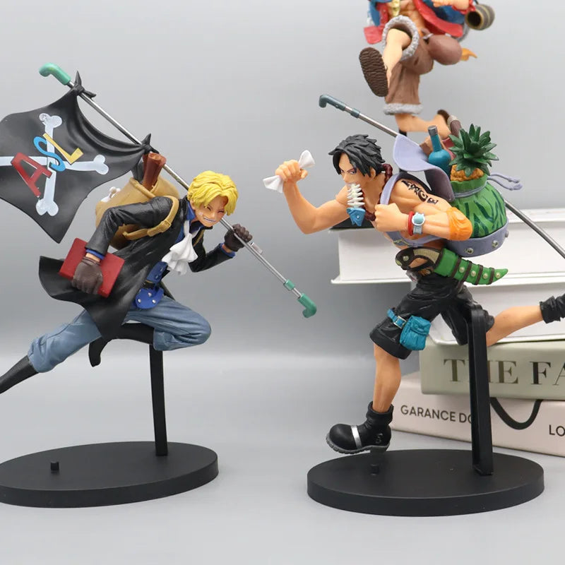 One Piece Luffy, Ace, and Sabo figures