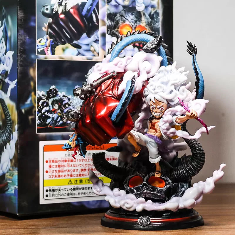 One Piece Sun God Nika Gear 5 Monkey D Luffy Vs Kaido Dragon Fighting statue