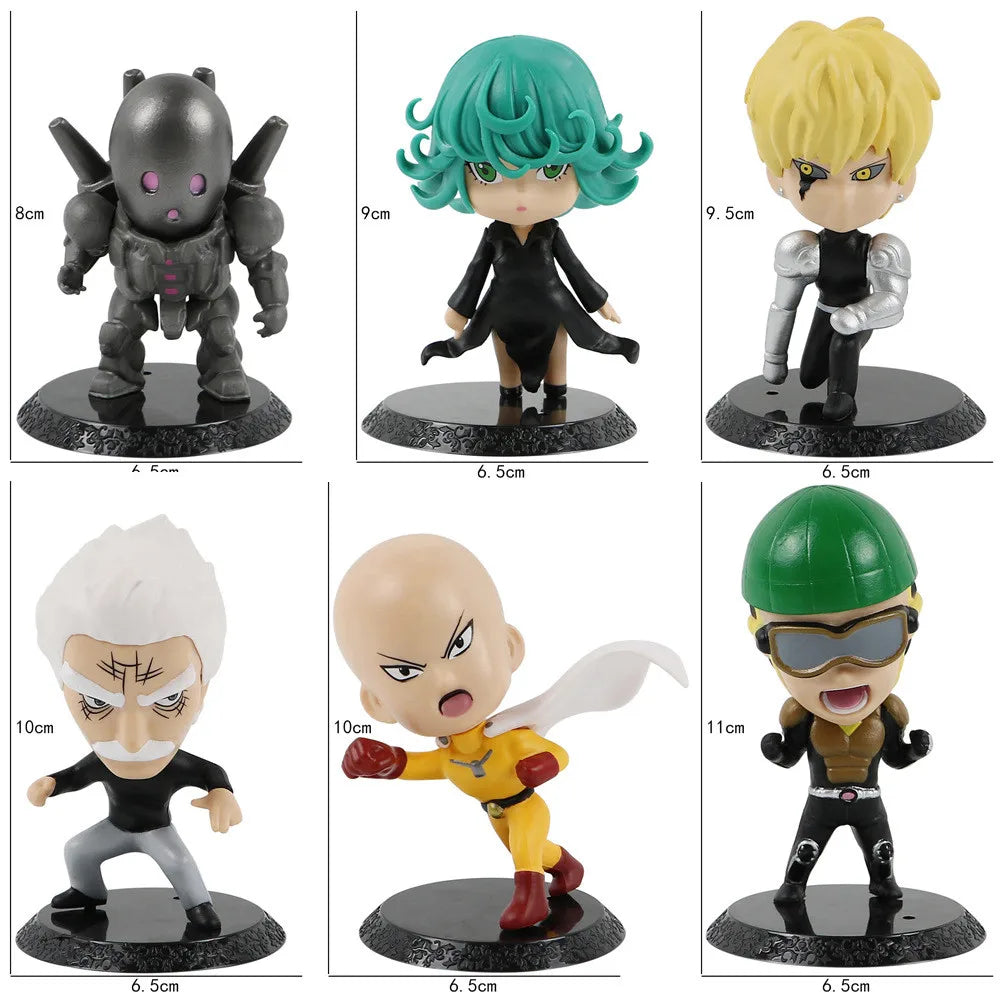 6Pcs/1Set One Punch Saitama, Genos, Terrible Tornado, Mumen Rider, and Silver Fang