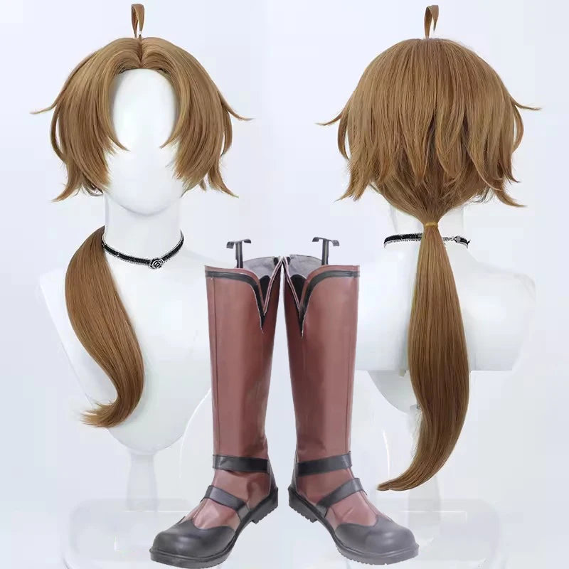 Mushoku Tensei Rudeus Greyrat Cosplay Wig and Boots