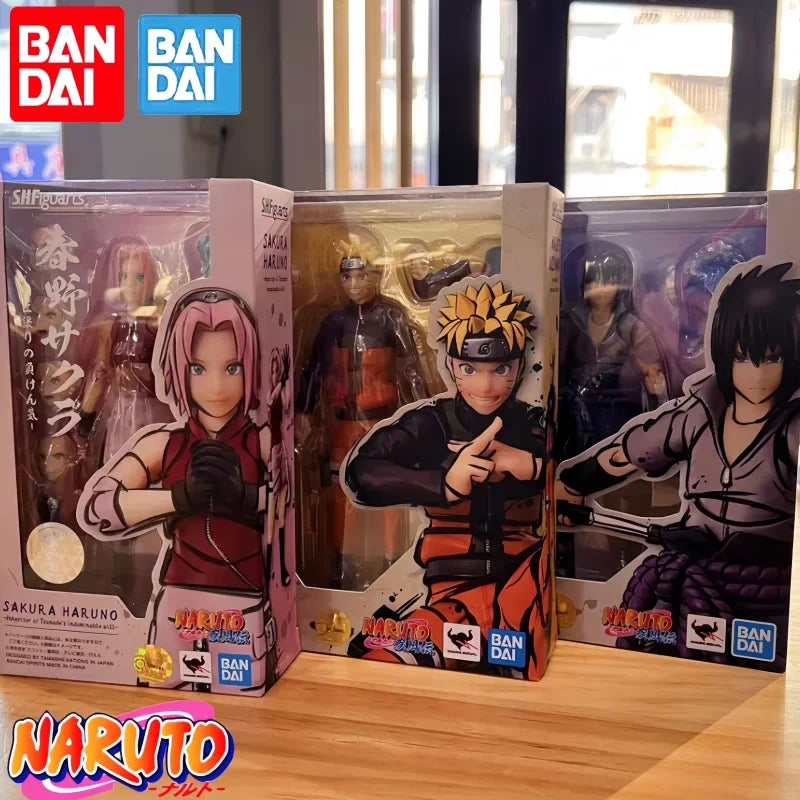 Bandai Naruto Shippuden SH Figuarts Sasuke, Kakashi, Sakura, and Naruto figures