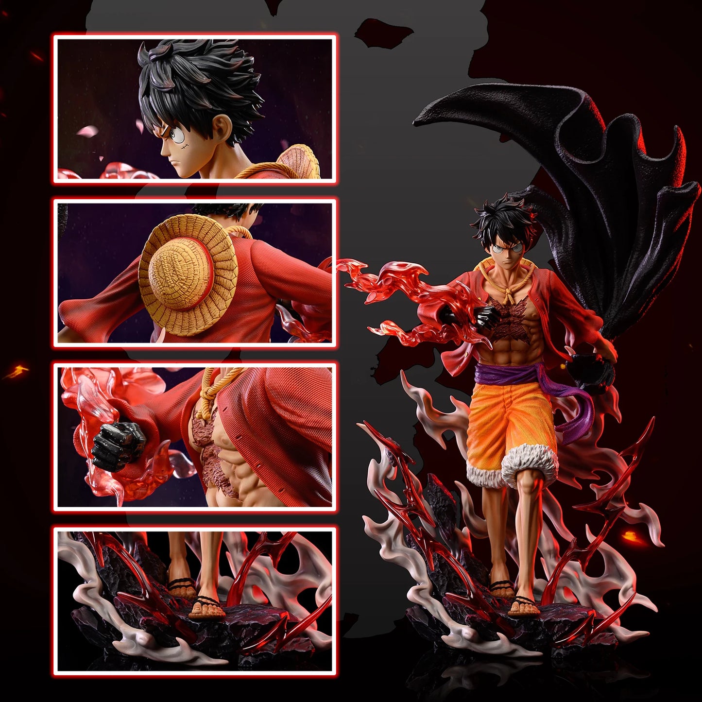 One Piece Luffy Haki fist and black cape figure