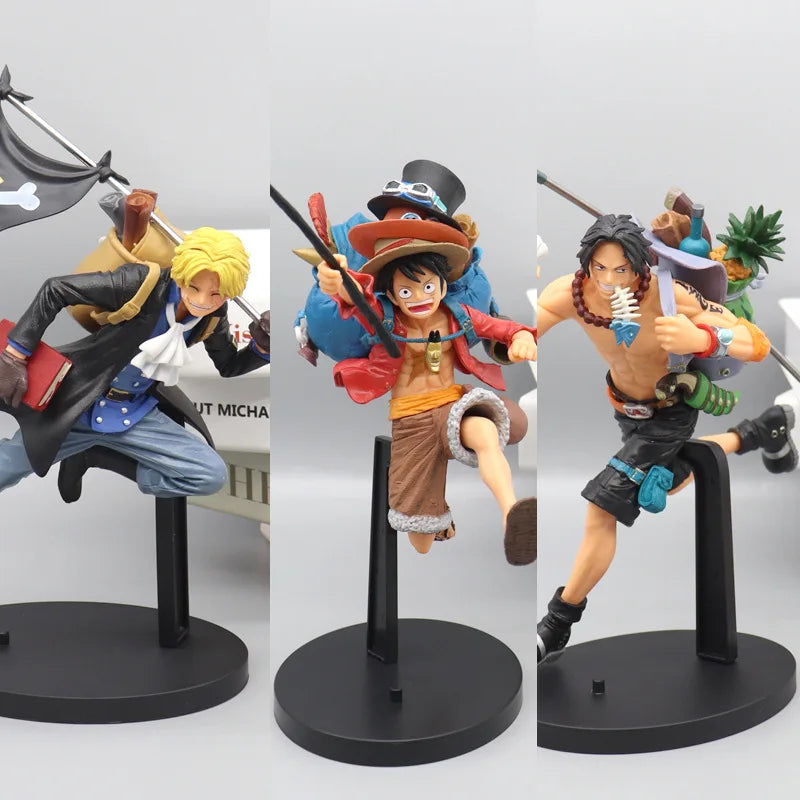 One Piece Luffy, Ace, and Sabo figures