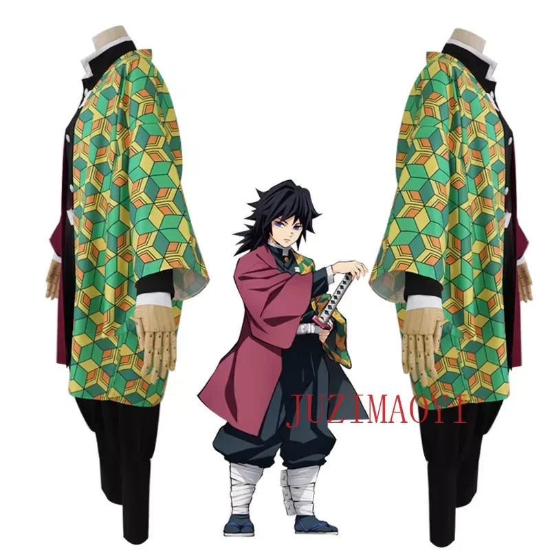 Demon Slayer Kimetsu No Yaiba Tomioka Giyuu Cosplay Costume and Wig