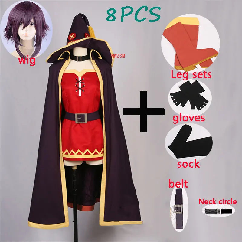 KonoSuba God's Blessing on this Wonderful World Megumin Cosplay Costume and Wig