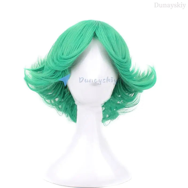 One Punch-Man Terrible Tornado Tatsumaki Cosplay Costume Wig and Black Split Dress