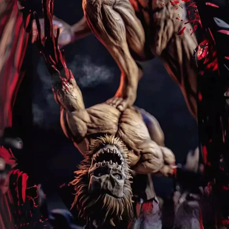 Attack On Titan Eren in Titan form defeating Armored Titan model