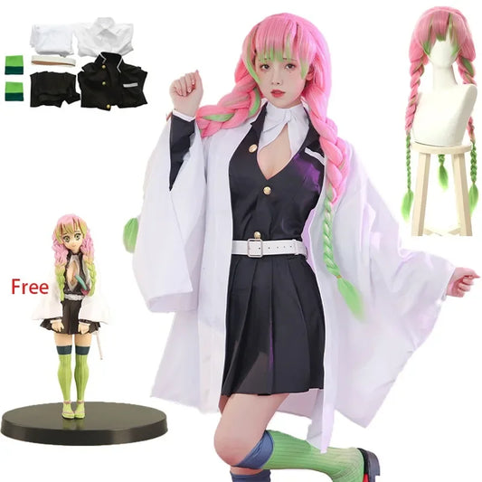 Demon Slayer Hashira Kanroji Mitsuri Cosplay Costume and Wig