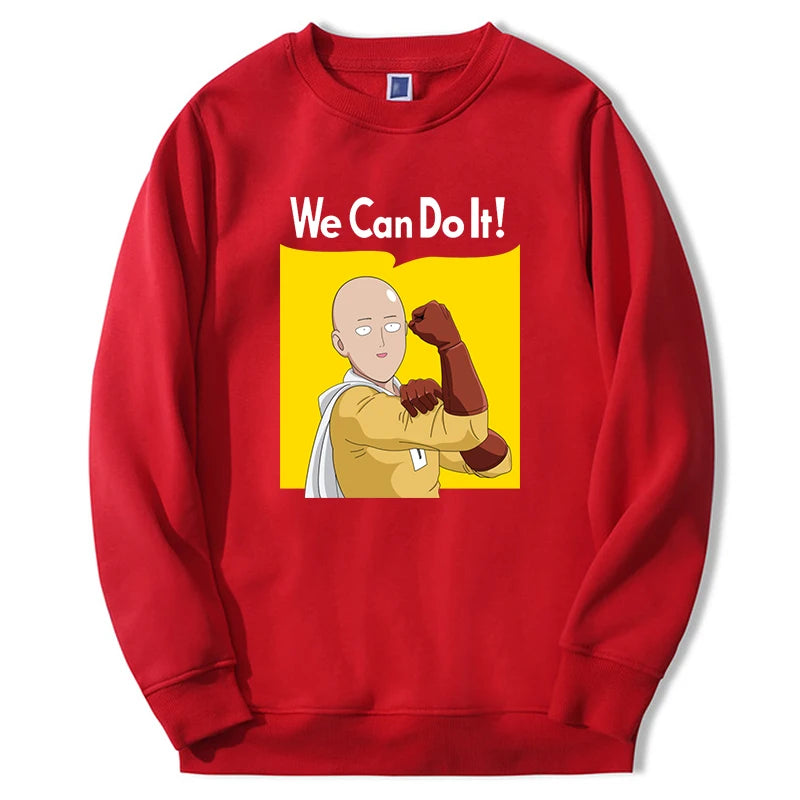 One Punch Man Graphic Hoodie of Saitama "We Can Do It!"