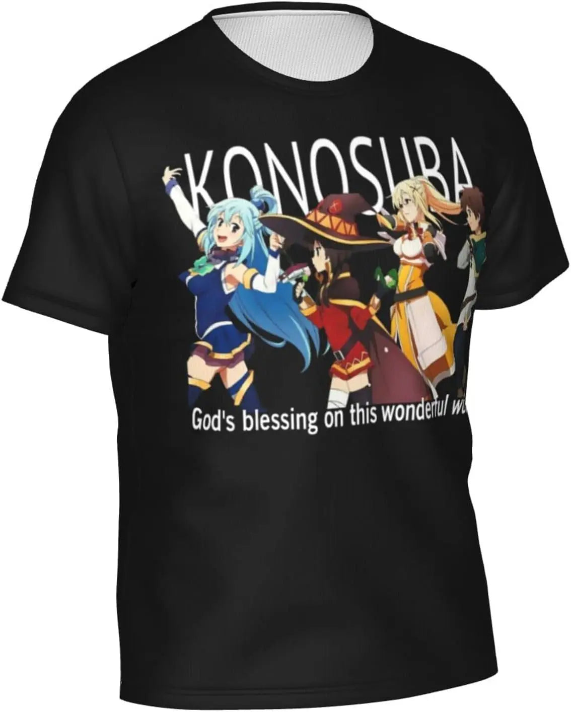 KonoSuba God's Blessing on This Wonderful World T Shirt Short Sleeve of the group (Aqua, Megumin, Darkness, and Kazuma)