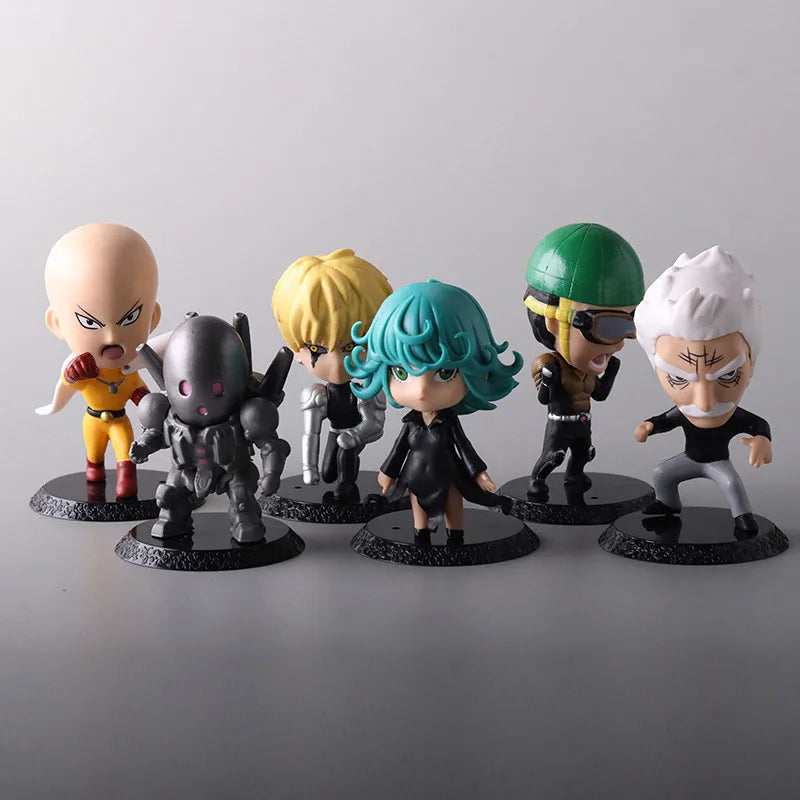 6Pcs/1Set One Punch Saitama, Genos, Terrible Tornado, Mumen Rider, and Silver Fang