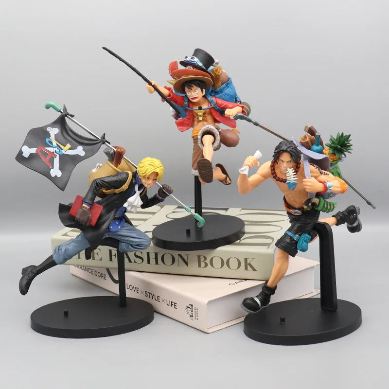 One Piece Luffy, Ace, and Sabo figures