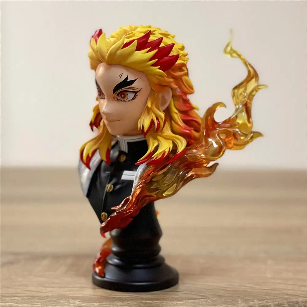 Demon Slayer Kimetsu No Yaiba Rengoku Kyoujurou face statue and sword.