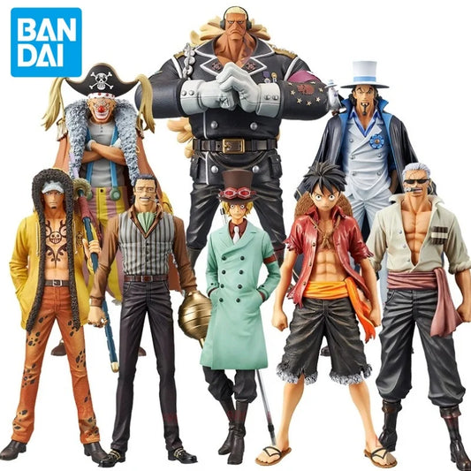 One Piece Stampede figures Sir Crocodile, Sabo, Luffy, Law, Buggy, Smoker, Bullet, and Kuzan