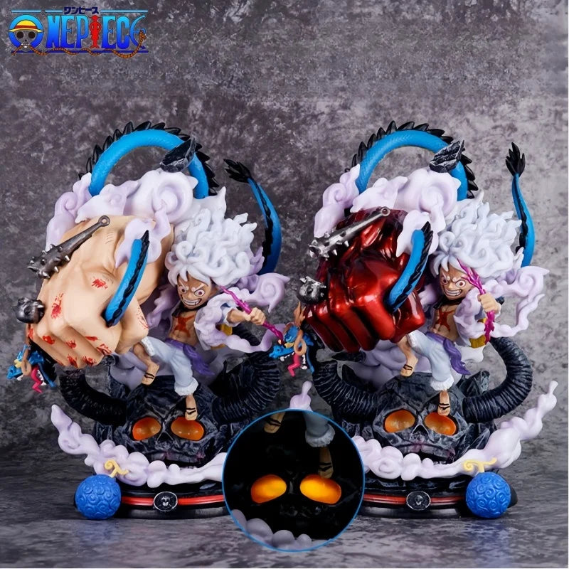 One Piece Sun God Nika Gear 5 Monkey D Luffy Vs Kaido Dragon Fighting statue