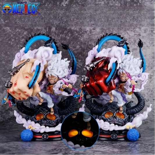 One Piece Sun God Nika Gear 5 Monkey D Luffy Vs Kaido Dragon Fighting statue