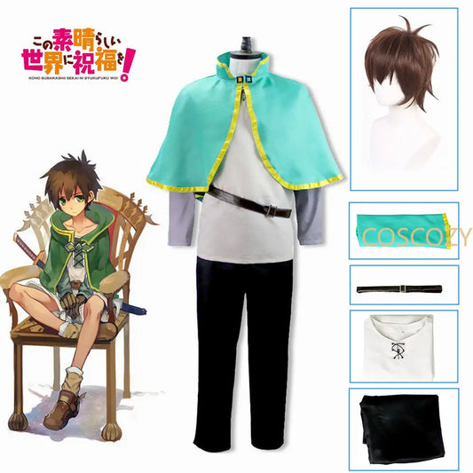 Kono Subarashii Sekai Ni Shukufuku Wo! Satou Kazuma Green Fairy Tail Cosplay Costume