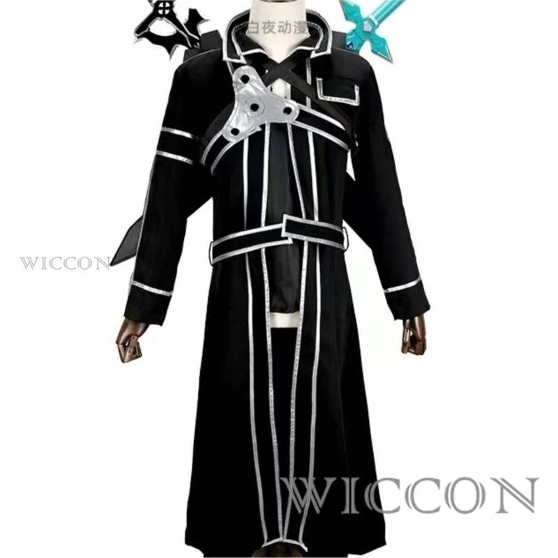 Sword Art Online Cosplay Costume Black cloak and wig