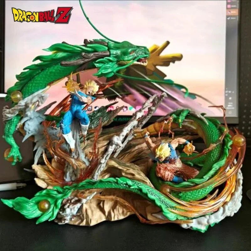 Dragon Ball Z Vegeta Vs Goku fighting around Shenlong Model