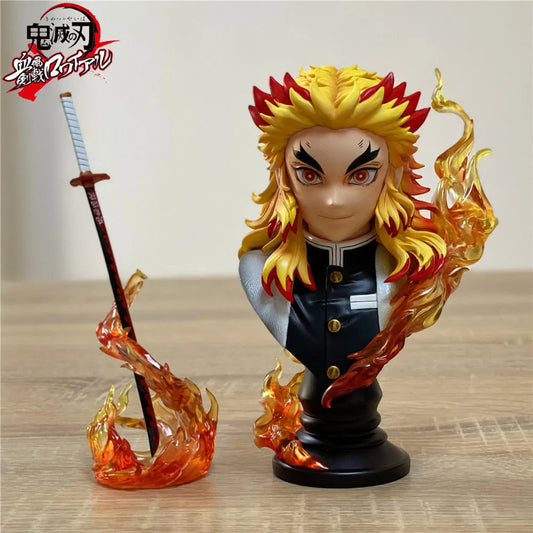 Demon Slayer Kimetsu No Yaiba Rengoku Kyoujurou face statue and sword.