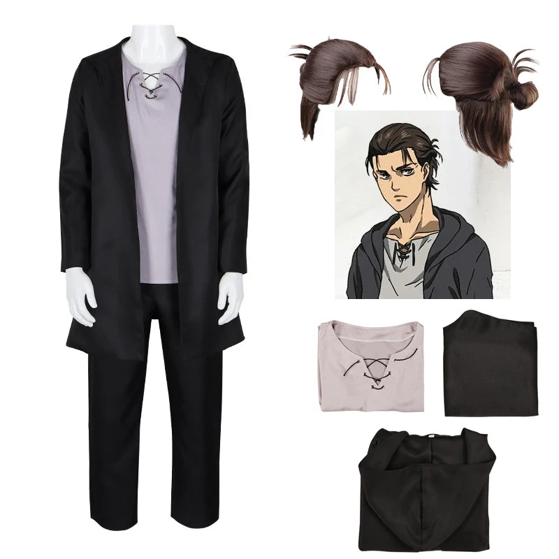 Attack on Titan Adult Eren Jaeger Cosplay Costume and Wig