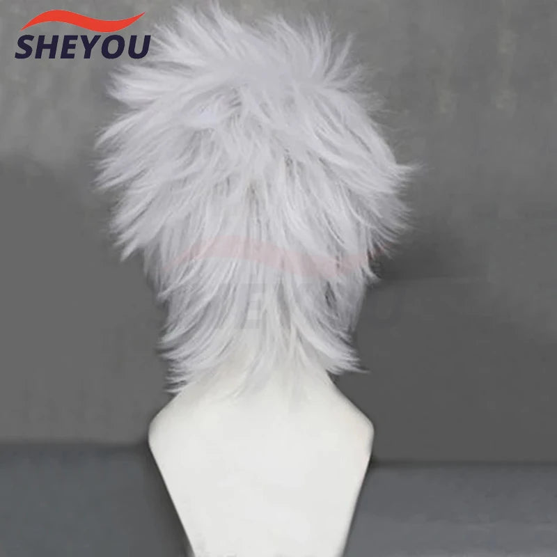 Bleach Hatake Kakashi Short Silver White Layered Heat Resistant Hair Cosplay Costume Wig