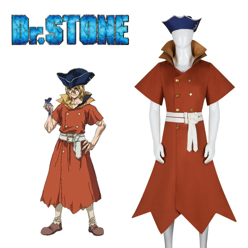 Dr. Stone Nanami Ryusui Cosplay Costume Uniform and Hat