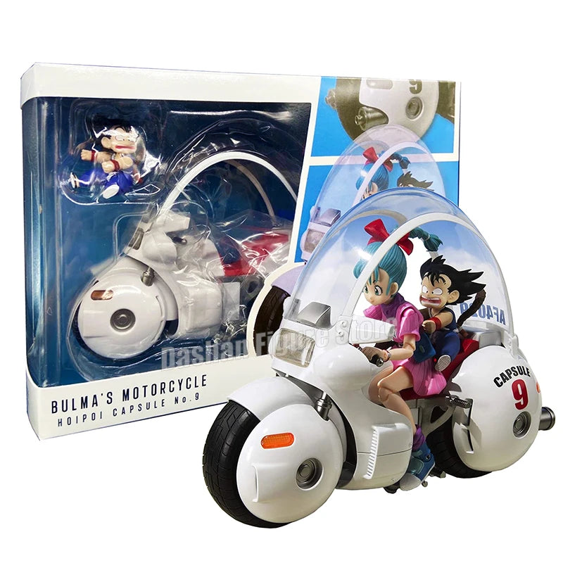 Dragon Ball Bulma's Motorcycle along with Kid Goku and Young Bulma figures