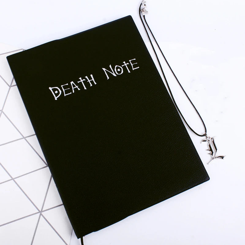 Death Note Notebook Set Leather Journal Notepad Necklace and Feather Pen