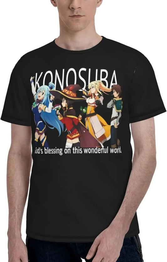 KonoSuba God's Blessing on This Wonderful World T Shirt Short Sleeve of the group (Aqua, Megumin, Darkness, and Kazuma)