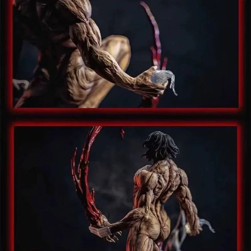 Attack On Titan Eren in Titan form defeating Armored Titan model