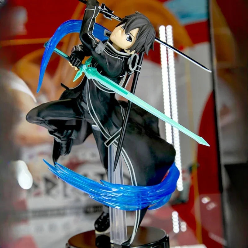 Sword Art Online Banpresto Asuna Knights Of The Blood and Kirito Black Swordsman figures