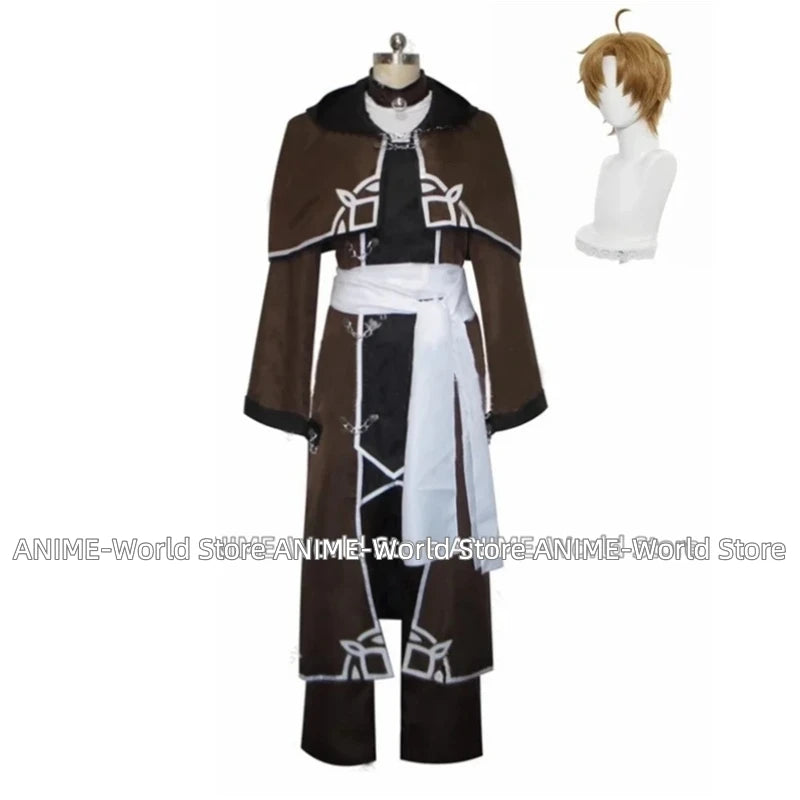 Jobless Reincarnation Older Rudeus Greyrat Brown Cosplay Uniform and Wig